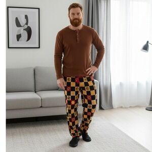 Dragon Ball Z Sleep Pants Mens XL Black Gold Red Checkered Lounge Pants NEW